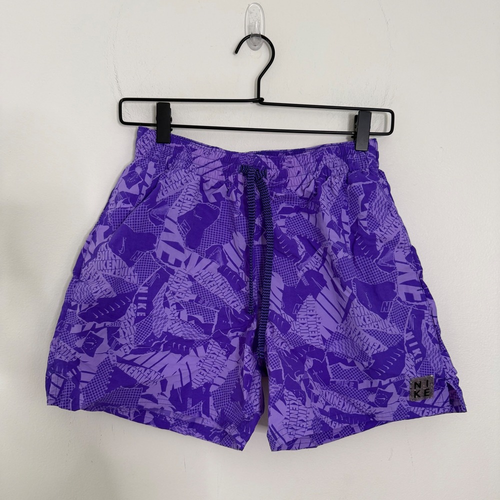 Nike All Over Print Athletic Shorts Purple Mens‎ Size S Drawstring Waist